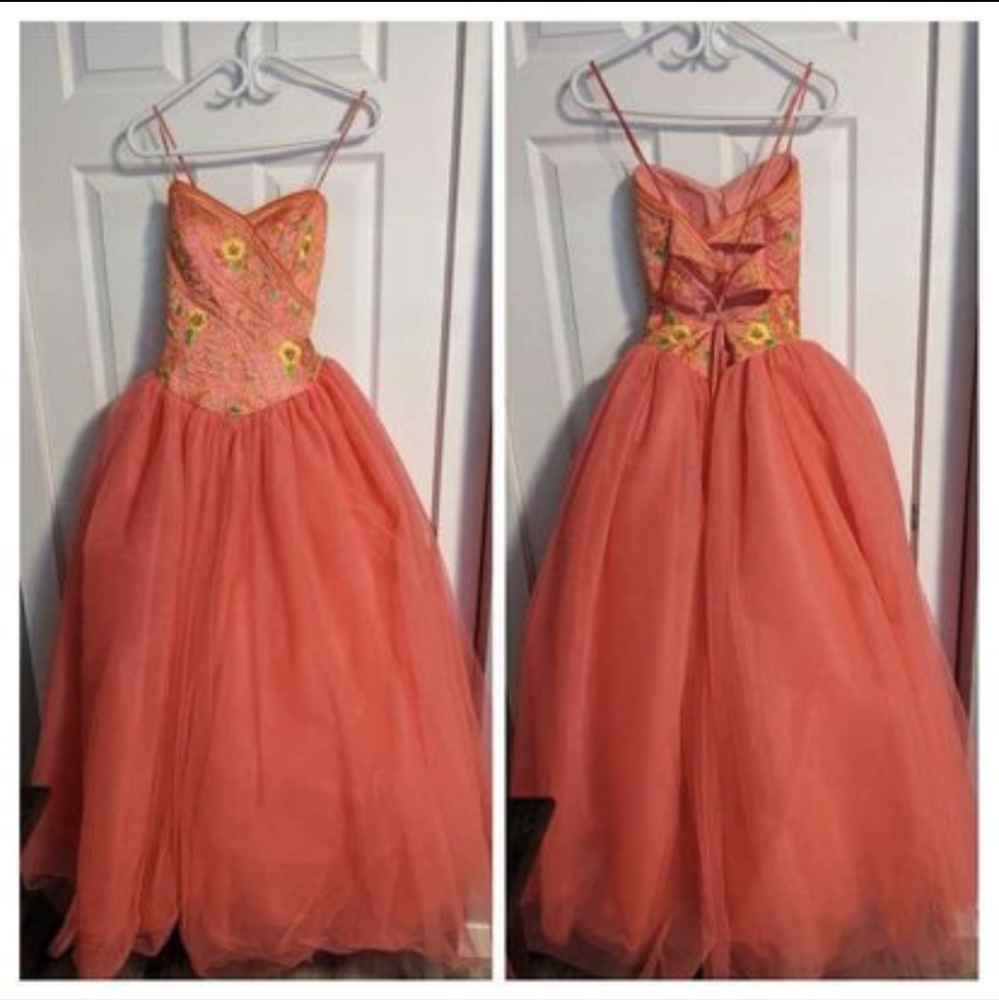 Coral Bella Formals Corset Top Dress